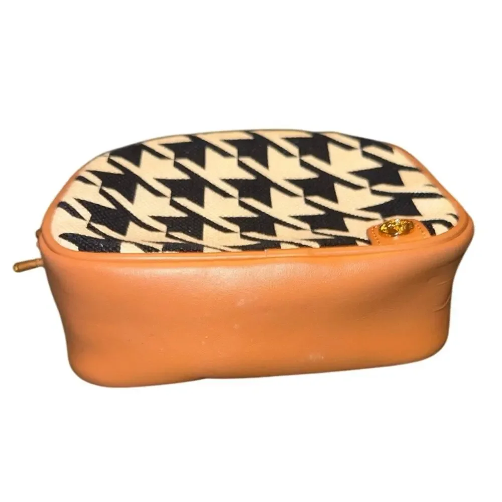Spartina 449 Black and White Houndstooth Zip Cosmetic Bag